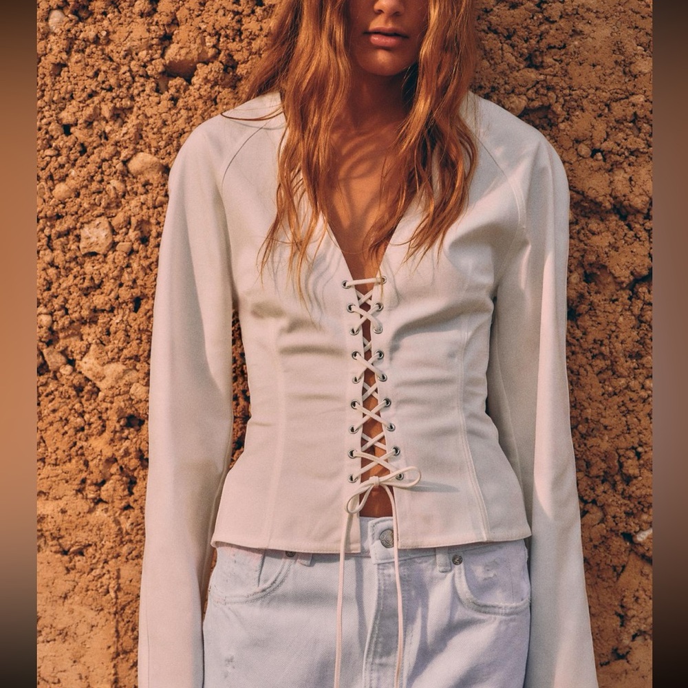 Wrap Front Drawstring Fitted Top - image 3